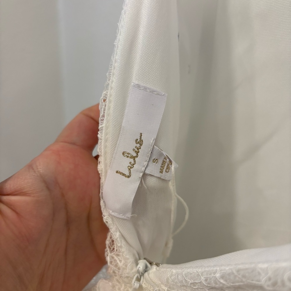 NWT Lulus Flawless Extravagance White Lace Trumpet Hem Maxi Dress - Picture 9 of 10